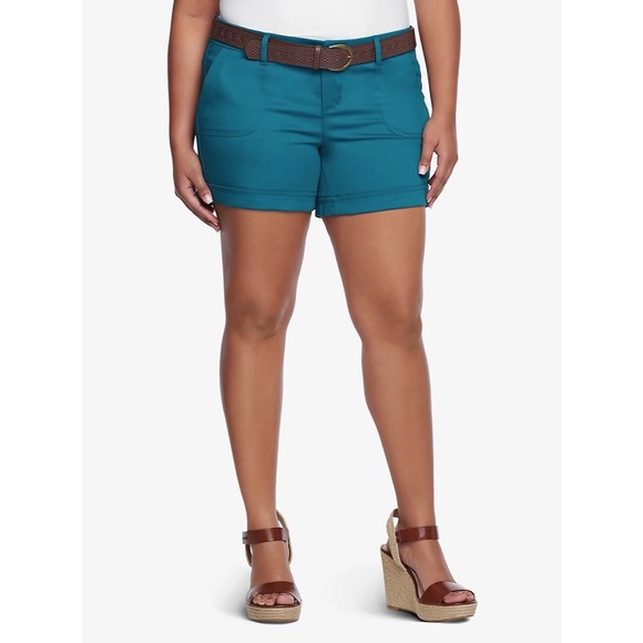 torrid Pants - Torrid sapphire blue sateen shorts cuffed stretch